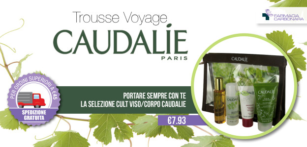 Caudalie, Trousse, Voyage, Acqua detergente, Crème Sorbet Hydratante , Olio Divina, Gel doccia Tea des Vignes